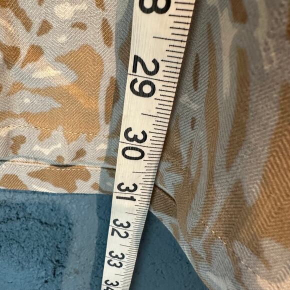 Island Republic XXL NWT Short Sleeve Button Up Palm Leaf Tan Blue Silk Washable - Picture 4 of 8